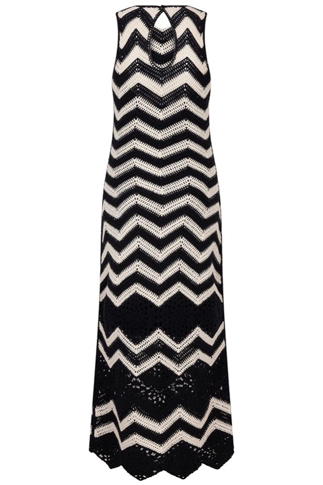 DRESS CROCHET LONG HS25 02230 991 Black/Off White